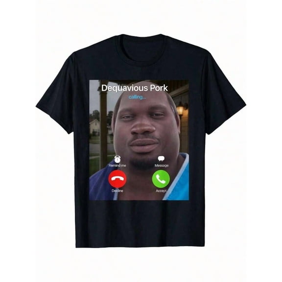 【New Arrival】Funny Incoming Call Cartoon Guy Graphic T-Shirt, Unisex Cotton Crew Neck Internet Meme Casual Tee, Silly Novelty Gift