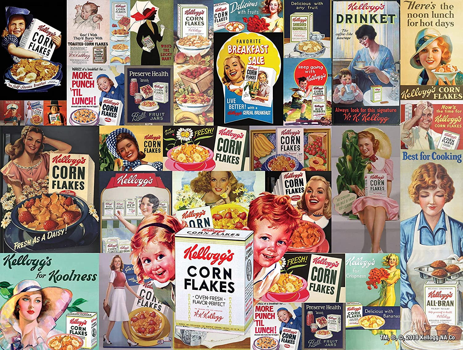 Kellogg's Corn Flakes Vintage Cereal Advertisements 550 Piece