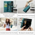 thumbnail image 5 of For Samsung Galaxy Z Fold 4 5G Wallet Case,Multi-Functional Retro Leather Purse Flip Cover Zipper Wallet Case with Removable Card Slots Pocket & Detachable Wrist Strap Magnetic Phone Case, Green, 5 of 7