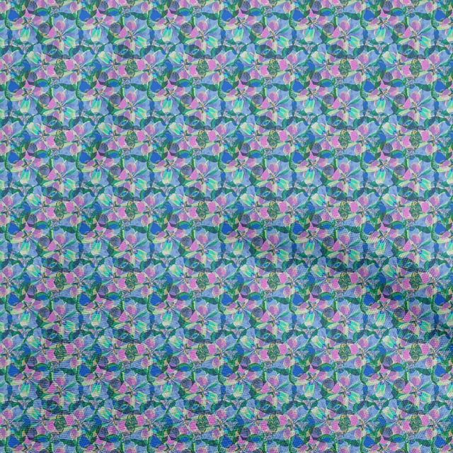 oneOone Rayon Medium Blue Fabric Abstract Sewing Material Print Fabric By The Yard 56 Inch Wide