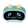 thumbnail image 3 of Mini altavoz de dibujos animados multifuncional con diseño de orejas de gato, reloj despertador inteligente dual para dormitorio y oficina, color verde, 3 of 14