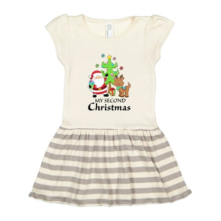 

Inktastic My 2nd Christmas with Santa Reindeer and Tree Gift Toddler Girl Dress