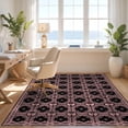 thumbnail image 3 of Design&I 6'x9' Washable Area Rug Oversized Skid-Resistant Grid Cottagecore Cameo Motifs Delicate Ribbon Scattered Pink Coquette Refined for Living Room, Family Indoor, 3 of 7