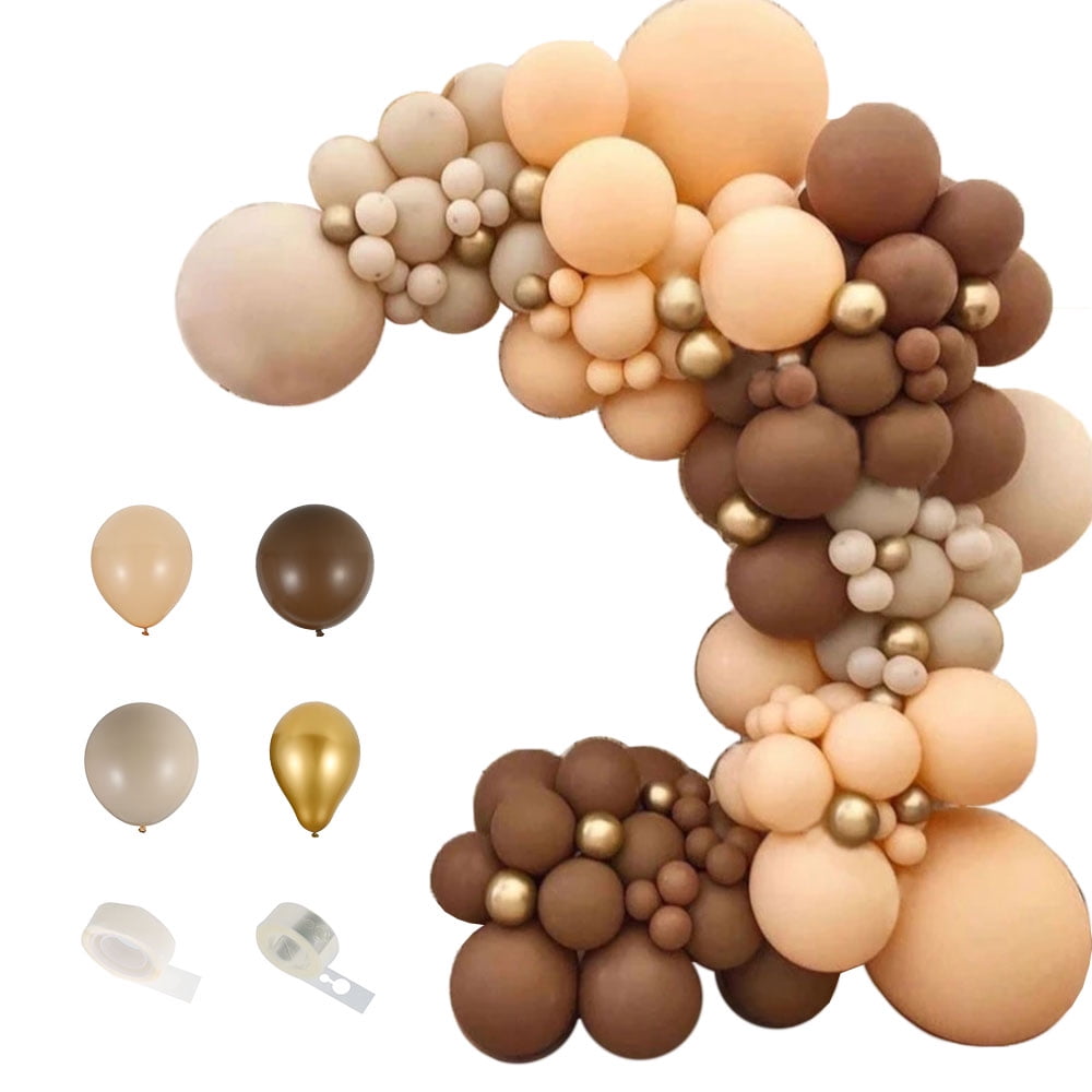 MLfire 114PCS Latex Balloon Garland Arch Kits Coffee Brown DIY Confetti Retro Balloons Set for Baby Shower Wedding Birthday Graduation Anniversary Party Background Decoration