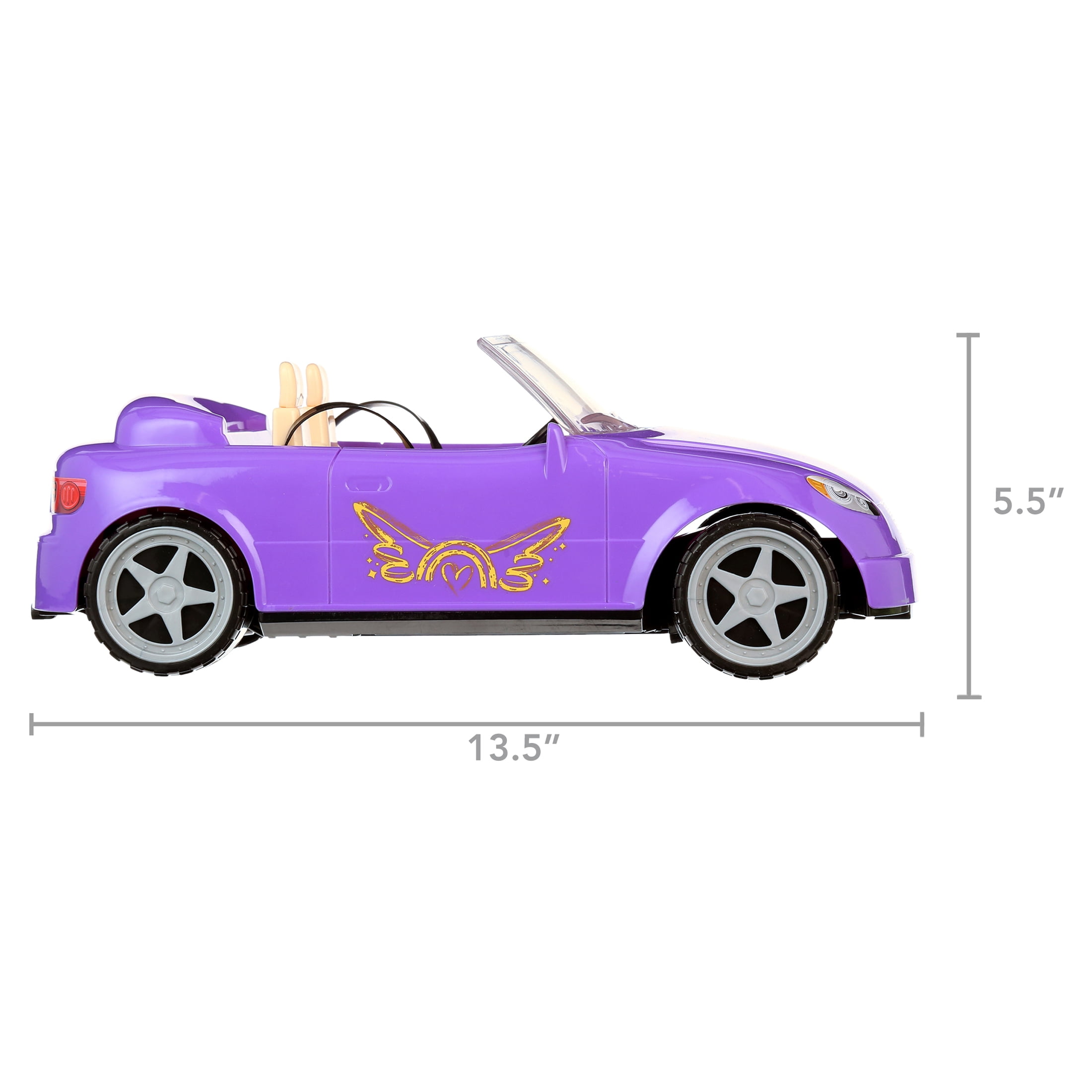 Our Generation Cabriolet Cruiser, Voiture Rose rétro pour poupées | Voiture 2 places avec radio FM, lumières, sons, rangement et siège arrière escamotable pour poupées de 46 cm, 5 ans et