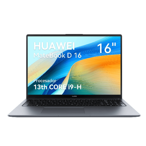 Laptop Huawei MateBook D 16 de 16" Intel Core i9-13900H 13ª Gen 16GB RAM 1TB SSD Intel Iris Xe Gris FreeDOS Sin Sistema