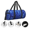 thumbnail image 5 of Xecao Blurred Star Snow Christmas print Round Travel Duffel Bag is a foldable gym bag with an inner pocket, perfect for travel sports, 5 of 8
