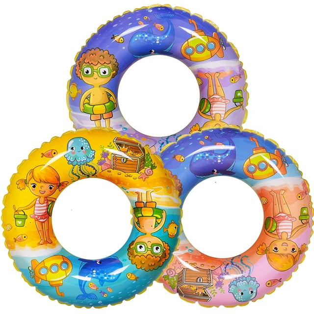 Pool Floats (3 Pack), Swimming Rings for Kids Adults, Funny Inflatable Pool Floats, Summer Beach Water Float Party Favor Pool Toys Gifts