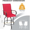 thumbnail image 2 of IdealHouse Ensemble de 2 Tabourets de Bar Pivotants d'Extérieur avec Accoudoirs à Dossier Haut, Chaises de Patio Résistantes aux Intempéries, Assise Haute Rouge pour Terrasse Patio, 2 of 6