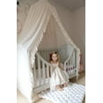 thumbnail image 4 of CAILDANL Elegant Kids Bed Canopy - Lace Chiffon Netting with Pom Pom, Princess Girls Fairy Dream Tent, Nursery Room Baby Crib Hanging Curtain Mosquito Net Children Reading Nook Decoration (Beige), 4 of 6
