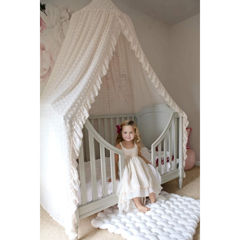 Wonder Space Elegant Kids Bed Canopy Lace Chiffon Netting with