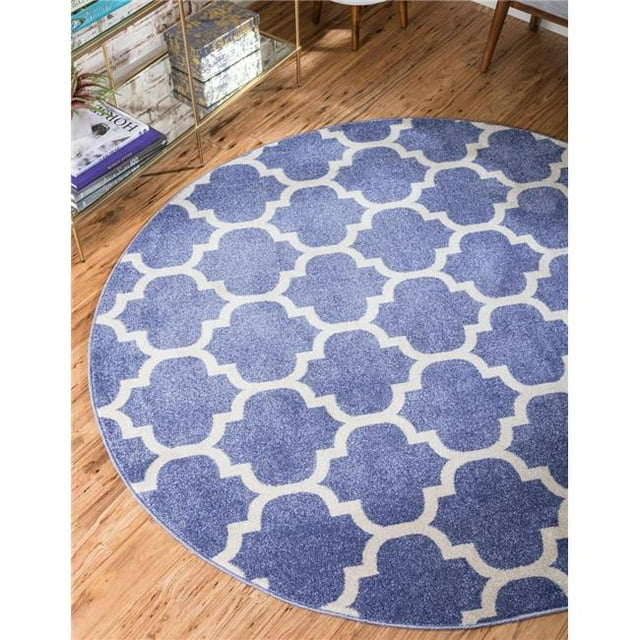 Unique Loom 3123749 3 Pi 3 Po x 3 Pi 3 Po Tapis Rond en Treillis de Philadelphie&44; Bleu