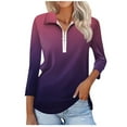 thumbnail image 2 of Xqxayjr Women's Quarter Zip Sweatshirt Tops Casual Graphic 3/4 Sleeve Ombre Gradient Collared Fall Sweaters Tops Comfy Round Neck Shirts Plus Size Outfits, 2 of 7