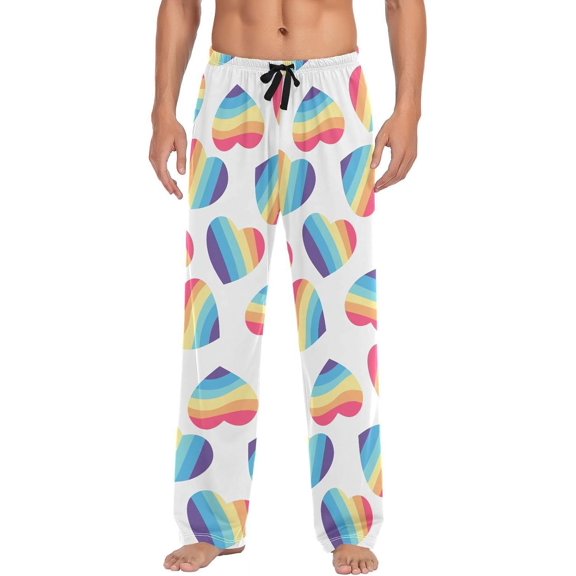 GZHJMY Pajama Pants for Men - Lgbt Heart, Loose Lightweight PJs Lounge Sleep Bottoms with Pockets Drawstring, Pajama Bottoms for Home and Rest, X-Large