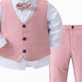 thumbnail image 4 of 4-5 Years Toddler Baby Boys Suit Set 3Pcs Kids Long Sleeve Formal Dress Shirt with Bowtie Vest Pants Suit Tuxedo Wedding Party Outfits 9 12 18 Months 2T 3T 4T 5T 6T Boys Fall Winter Clothes,Blue, 4 of 4