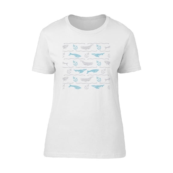 Anchor & Whales Doodles T-Shirt Women -Image by Shutterstock, Female Medium