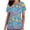 #233-Sky Blue, variant on Craaazy Women's Nursing Uniform Work Clothes Easter Cute Rabbit Egg Printing V-Neck Short Sleeve Tops with Pockets Gifts