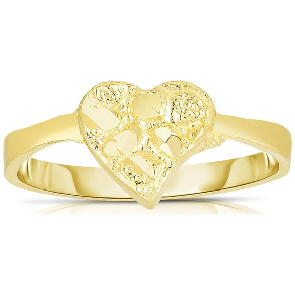 Floreo 10k Yellow Gold Small Heart Nugget Ring, Sizes 4 - 11