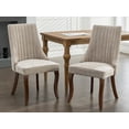 thumbnail image 4 of Beige Mid Century Dining Chairs Set of 4, Modern Kitchen & Dining Room Chairs Set of 4, Fabric Upholstered Kitchen Chairs for Dining Table, Sillas de Comedor, Wood Legs (Beige, 4 Pcs), 4 of 12