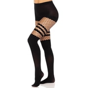 Leg Avenue Womens Opaque Faux Thigh High Tights, O/S, Black