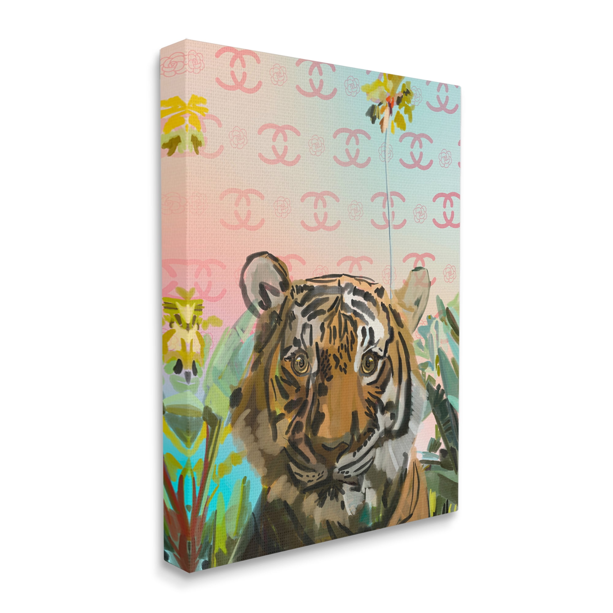 Stupell Industries Glam Tropical Tiger Animals & Insects Painting Gallery Wrapped Canvas Print Wall Art, 36 x 48