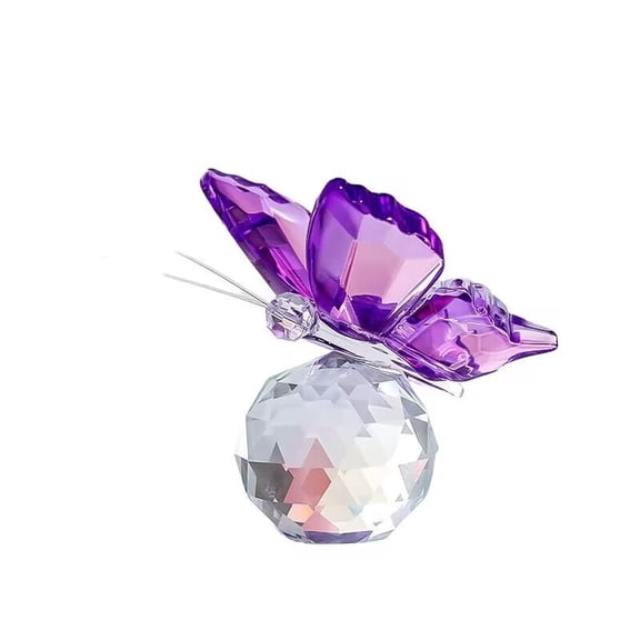 1pcs Crystal Butterfly Figurines with Clear Ball Base Butterfly Ornaments Animal Collectibles Crystal Decoration for Home Gifts for Women，Purple