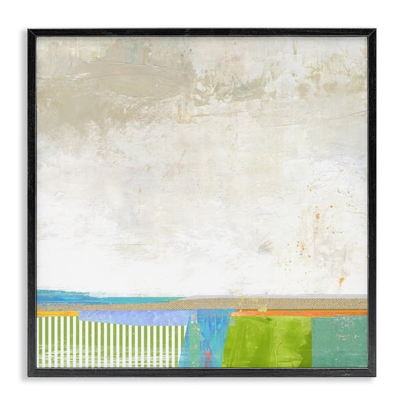 Stupell Industries Modern Abstract Geometric Open Landscape Green Blue Beige Black Framed Giclee Art, 12 x 12, by Suzanne Nicoll