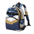 thumbnail image 2 of Blue and Gold Marble Glitter Waves Pattern Backpack for School,Cute School Bag,Schoolbag with Adjustable Shoulder Straps & Padded Back,15.25"x11.5"x5.25", 2 of 5