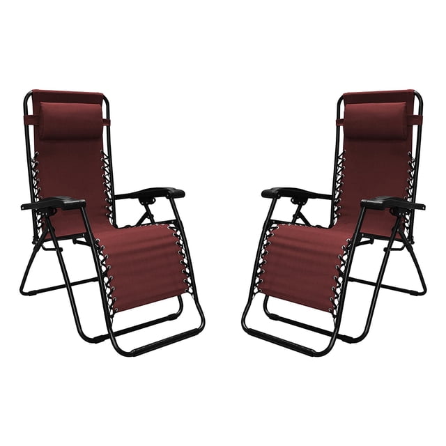 Caravan Fauteuil Inclinable de Sport à Gravité Zéro pour Intérieur et Extérieur, Bourgogne (Paire)