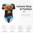 thumbnail image 4 of Balery Colorful Flower Sea Turtle Body de cuello redondo de manga corta para mujer Tops de manga corta Tops básicos-Medium, 4 of 7