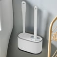 thumbnail image 2 of Brosse de Toilette avec Support, 3 Types de Brosses (Brosse Ronde en Silicone + Brosse Plate en Silicone + Brosse Fendue), Nettoie Chaque Coin de la Toilette, 2 of 7