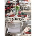 thumbnail image 4 of Outdoor Tablecloth with Umbrella Hole and Zipper, Christmas Tree Retro Round Table Cloth 60 Inch Waterproof Tablecloth, Red Truck Xmas Winter Snowflake Picnic Table Cover for Patio Camping, 4 of 7