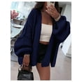 thumbnail image 4 of Women'S Oversized Cardigan Sweaters Fall Long Lantern Sleeve Knit Open Front Sweater Dark Blue L, 4 of 10