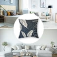 thumbnail image 5 of BANET Modern Zippered Throw Pillow Covers Home Decorative Pattern Pillowcases Square Cushion Cover for , Sofa, or LSYXLSY Inch (Navy Leaves) 22x22in, 5 of 7