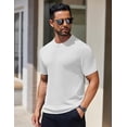 thumbnail image 3 of Camiseta COOFANDY para hombre, cuello redondo, manga corta, punto, blanca, 3XL, 3 of 9