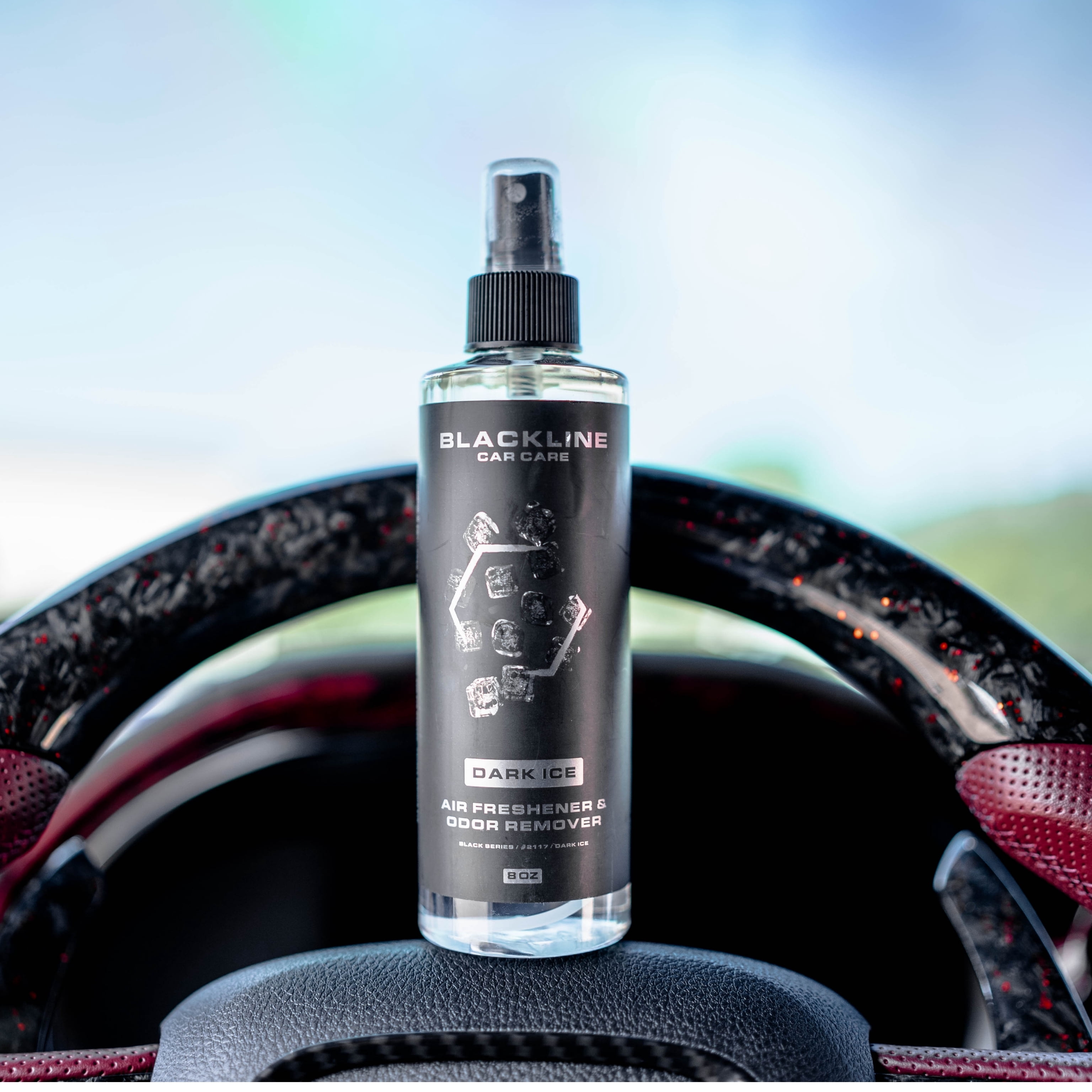 Blackline Car Care - Dark Ice Car Air Freshener, Long-Lasting, Oder Eliminator, for Cars, Trucks, SUV, or Home Use - 8 fl OZ - Air Freshener - Dark Ice Spray