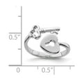 thumbnail image 2 of White Sterling Silver Ring Band Toe Rhodium-plated Heart Lock & Key, Size 6, 2 of 2