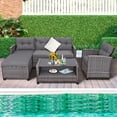 thumbnail image 3 of Patiojoy 4PCS Patio Rattan Furniture Set Outdoor Wicker Sofa Loveseat Set w/Extra Cushion Gray, 3 of 6