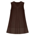 thumbnail image 4 of Women's Babydoll Tank Mini Dress Sleeveless Pleated Bubble Dress with Pockets Summer Party Aline Dresses Coffee, XL, 4 of 7