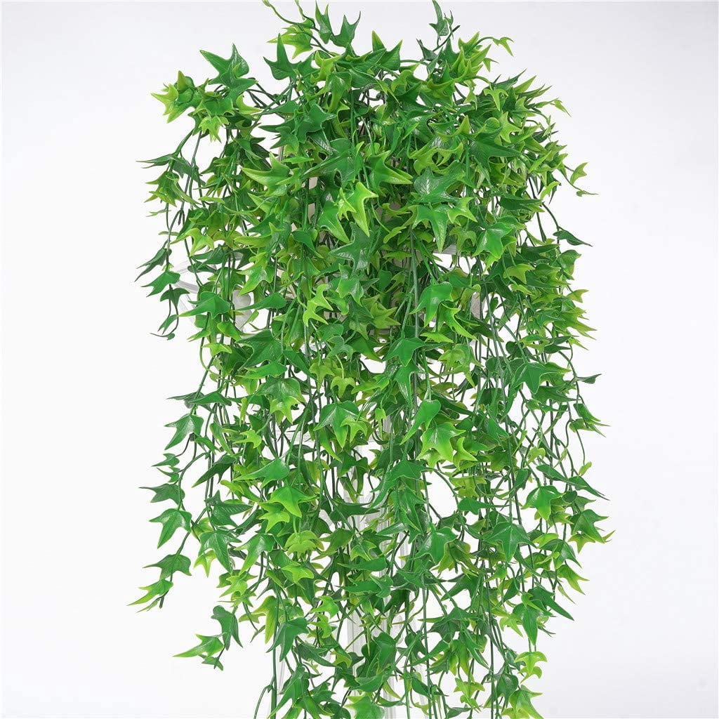 Artificial Vine, Sinhoon Hanging Ivy Sweet Potato Leaves Plastic Plants Foliage Vines, UV Resistant Greenery Fake Flowers for Indoor Outdoor Garden Door Wall Wedding Party Table Decoration Green 4Pcs