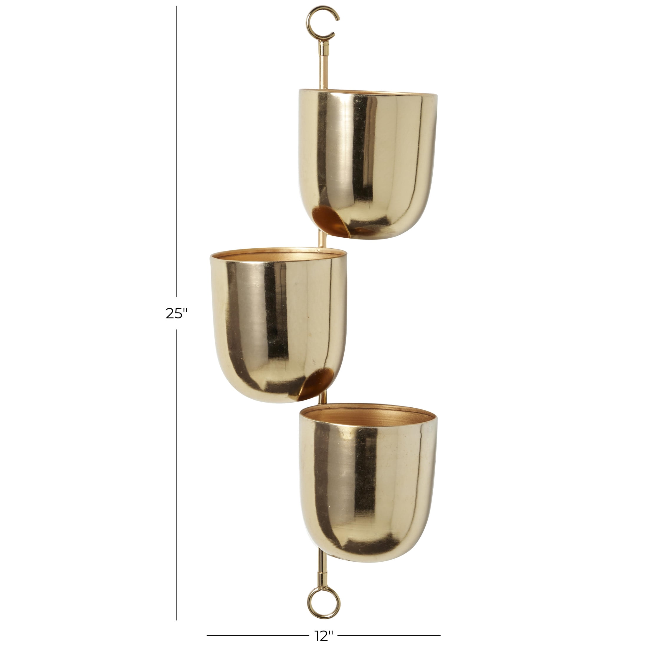 DecMode 12" x 12" x 25" Round Gold Metal Layered Wall Planter
