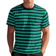 thumbnail image 1 of T-Shirt Décontracté à Rayures pour Hommes, Col Rond, Manches Courtes, Tissu Doux, Été, Décontracté et Décontracté, Vert, TG, 1 of 4