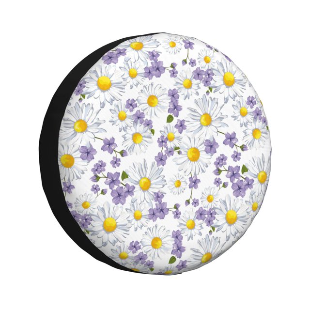 Fotbe Daisies Flowers Funda de Llanta de Repuesto con Estampado, Engrosada, Ajuste Universal para Jeep, Remolque, RV, SUV, Camión-14 inch