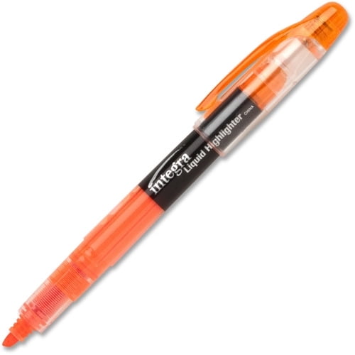 Integra Liquid Highlighters Chisel Marker Point Style - Fluorescent Orange - 12 / Dozen