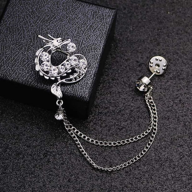 HUISHI Brooch Pin Ancient Sword Angel Wing Musical Note Brooch For Men's Suit Pins And Crystal Lapel Tassel Corsage Badges yaoshenbao LED