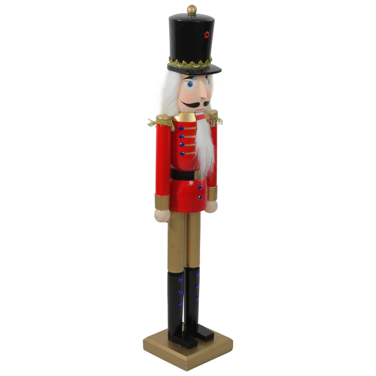 36.25" Red and Gold Wooden Christmas Nutcracker Soldier with Sword