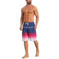 thumbnail image 2 of INSPIRE CHIC Men's Striped Drawstring Waist Vacation Beach Shorts with Pockets 34 Navy Red, 2 of 4