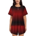 thumbnail image 1 of Fotbe Red Geometric Conjunto de Pijama Estampado para Mujer, 2 Piezas, Ropa de Dormir con Camiseta de Manga Corta y Shorts Suaves-Small, 1 of 6