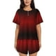 thumbnail image 1 of Fotbe Red Geometric Conjunto de Pijama Estampado para Mujer, 2 Piezas, Ropa de Dormir con Camiseta de Manga Corta y Shorts Suaves-Medium, 1 of 6