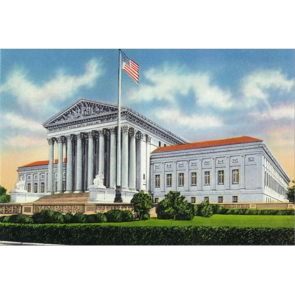 Art.com Washington, DC, Exterior View of the US Supreme Court Building Stretched Canvas Print Wall Art by Lantern Press, 24" x 16"